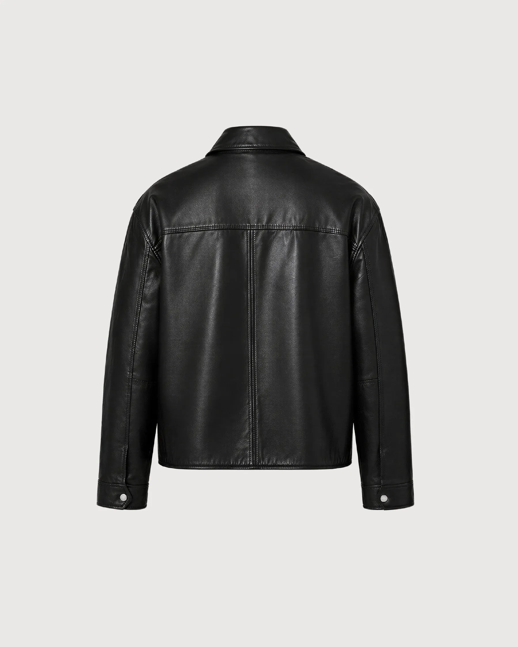 MAKO Black Collared Leather Jacket - Back Pattern