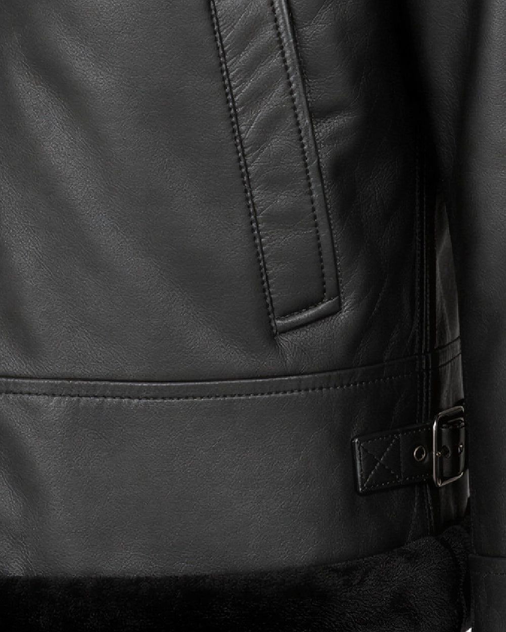 NERO Black B3 Shearling Bomber Leather Jacket - Pocket