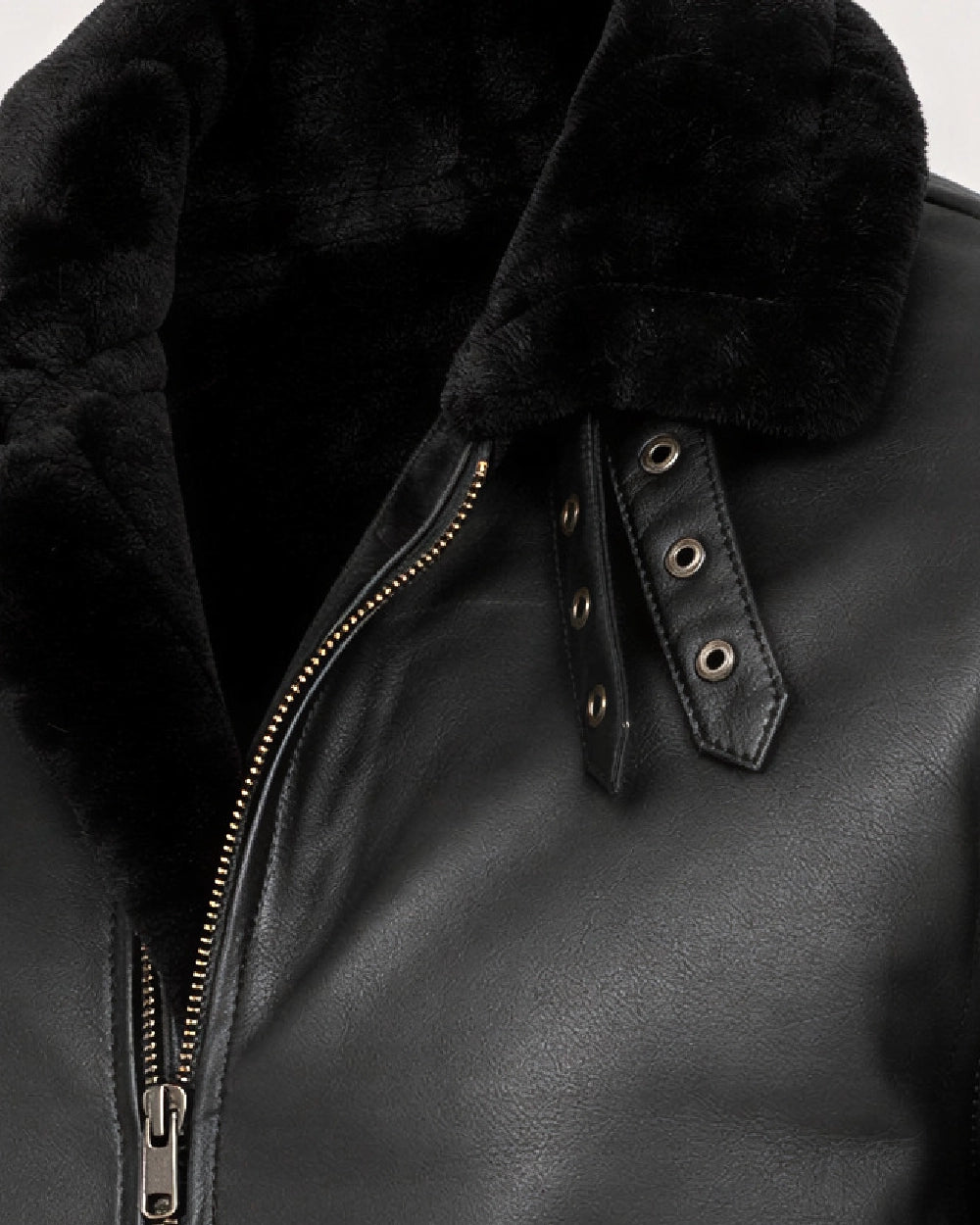 NERO Black B3 Shearling Bomber Leather Jacket - Strap