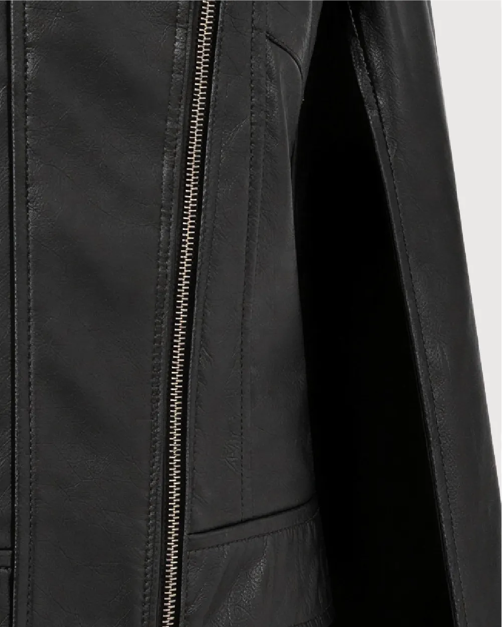 NOIR Black Split-Sleeve Leather Jacket - Split Sleeves