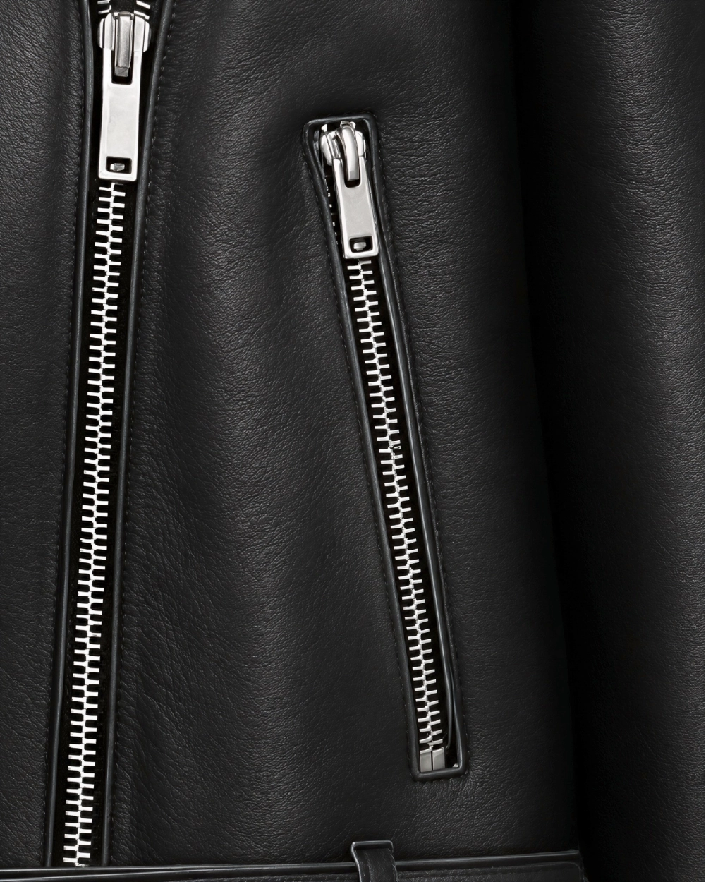 ONYX Black Belted Biker Leather Jacket - Zipper