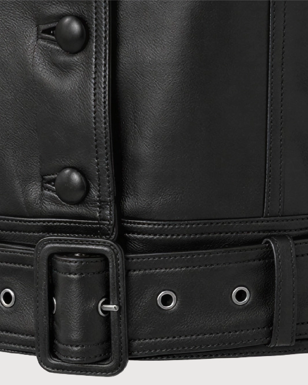 ORLIN Black Belted Cropped Leather Jacket - Belt