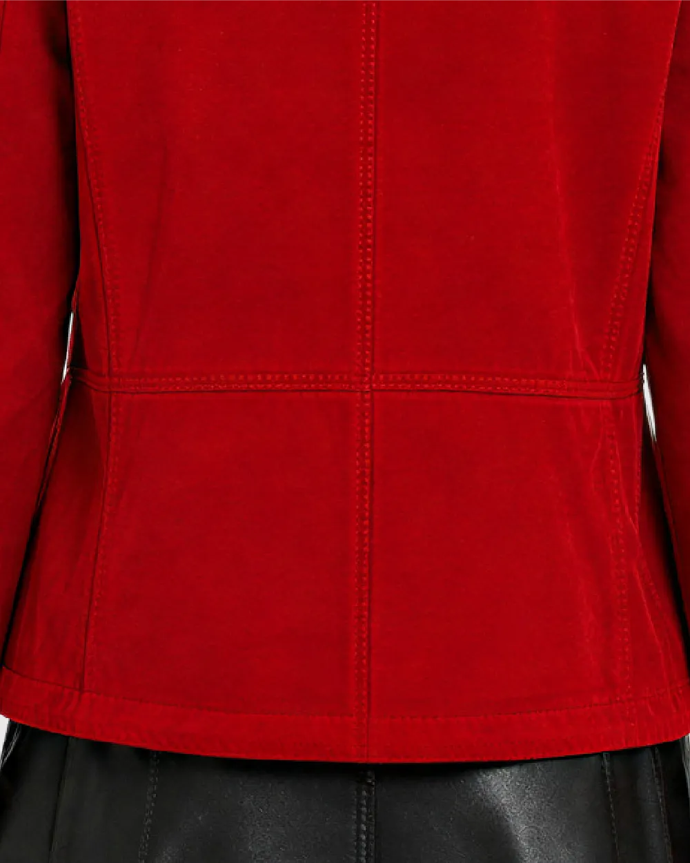 RHEA Crimson Suede Moto Leather Jacket - Thread