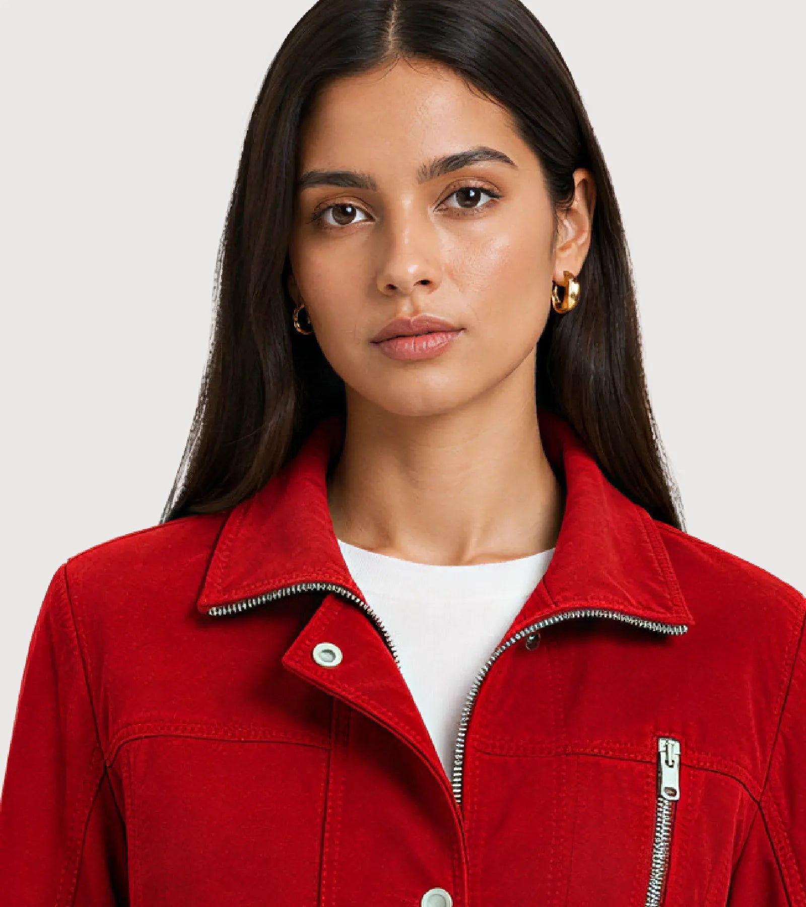 RHEA Crimson Suede Moto Leather Jacket - Zoom