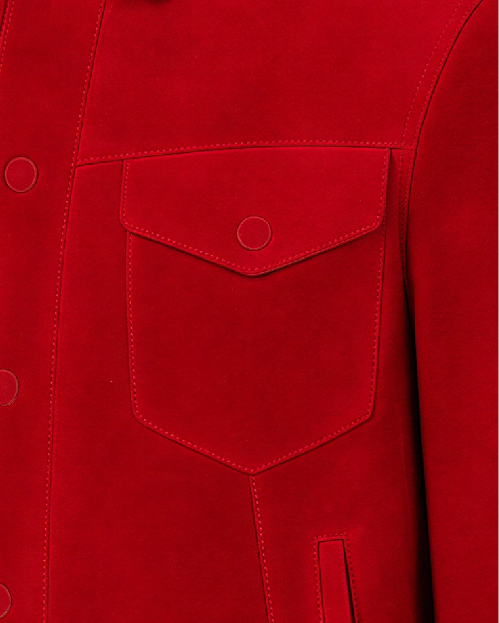 ROAN Red Suede Trucker Leather Jacket - Flat Pocket