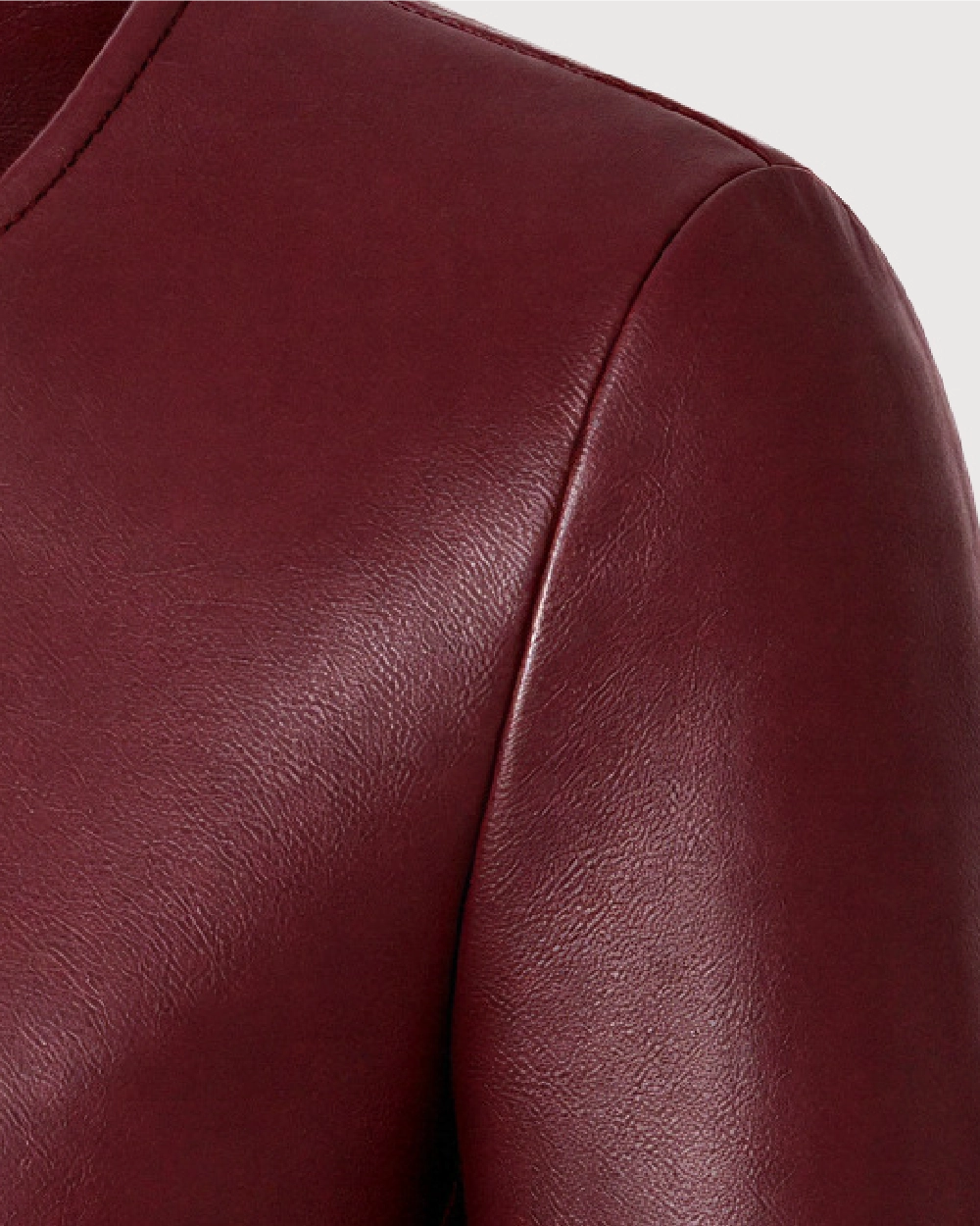 SIENNA Burgundy Cropped Cowhide Leather Jacket - Grain