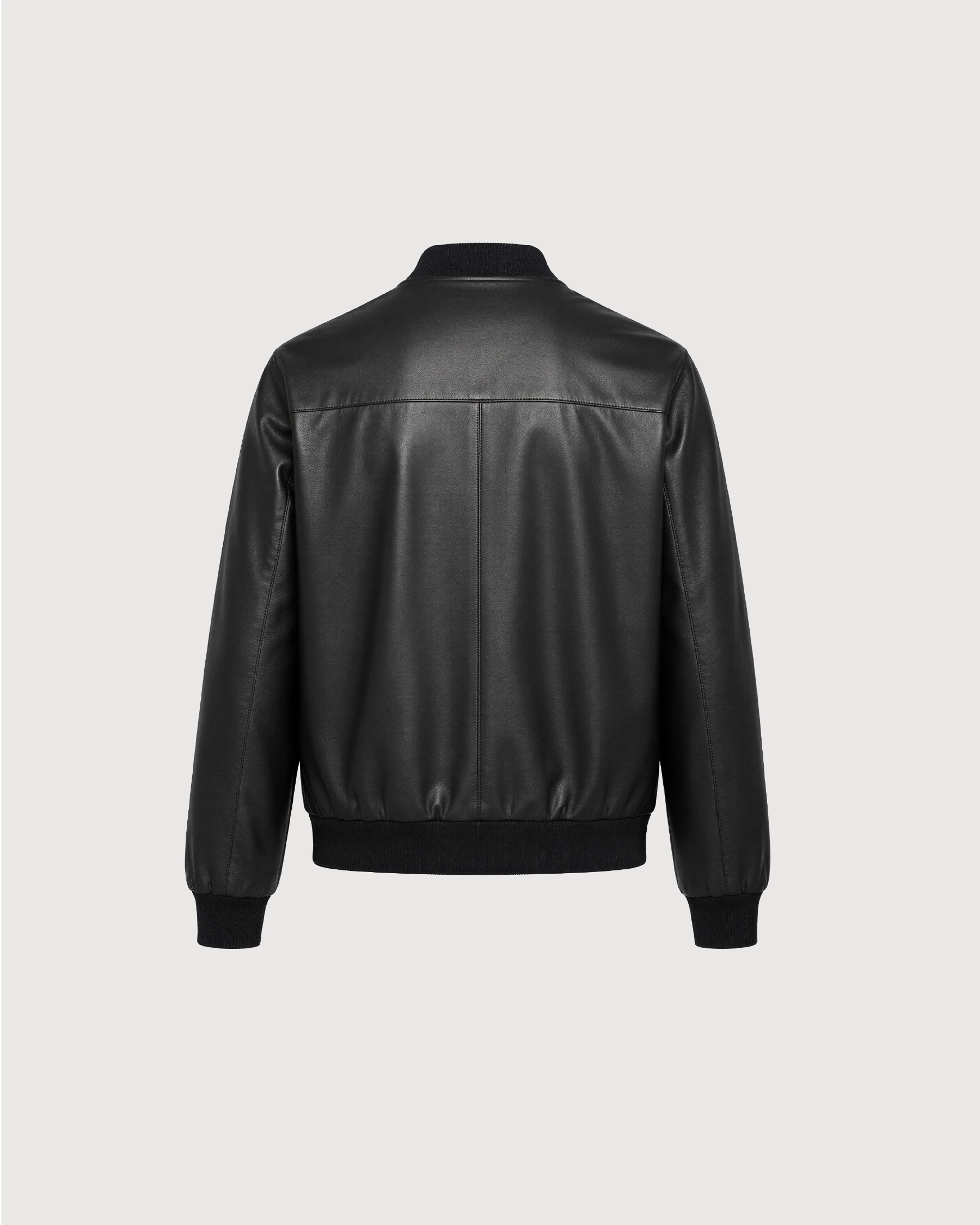 VAREN Black Bomber Leather Jacket - Back