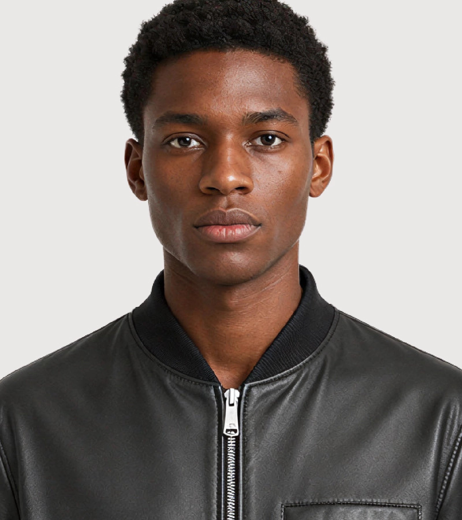 VAREN Black Bomber Leather Jacket - Zoom